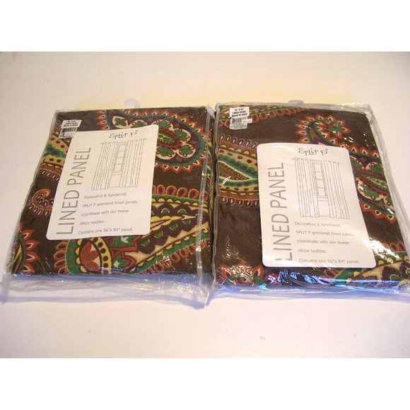 Moroccan Paisley Curtain Panels Split P Grommet Top 56" x 84" New One Pair - Picture 1 of 5